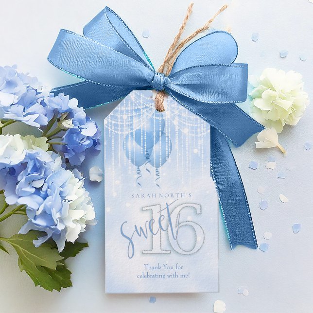 String Lights & Balloons Sweet 16 Lt. Blue ID473 Geschenkanhänger (Von Creator hochgeladen)