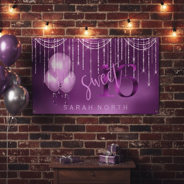 String Lights & Balloons Sweet 16 Orchid ID473 Banner (Von Creator hochgeladen)