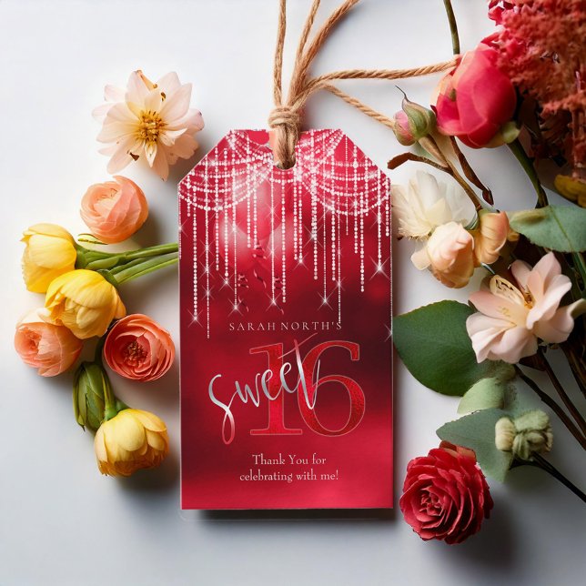 String Lights & Balloons Sweet 16 Red ID473 Geschenkanhänger (Von Creator hochgeladen)