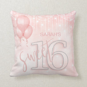 String Lights & Balloons Sweet 16 Rose Gold ID473 Kissen