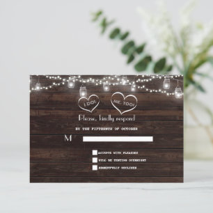 String Lights Barn Mason Jar GRILLEN Wedding RSVP Karte