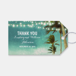 String Lights Beach Palms Ombre Aquamarin Wedding Geschenkanhänger
