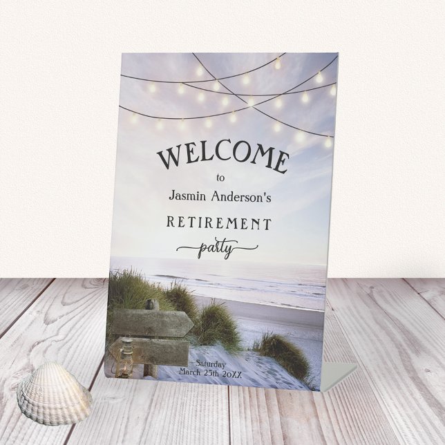 String Lights Beach Party Begrüßungszeichen Sockelschild (Von Creator hochgeladen)