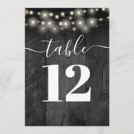 String Lights Black Barn Wood Boho Tischnummer