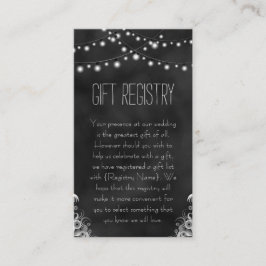 String Lights Black Chalkboard Geschenk Registrier Begleitkarte