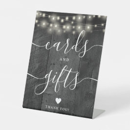 String Lights Black Wood Script Cards und Geschenk Sockelschild
