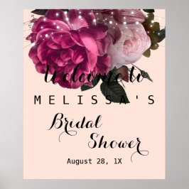 String Lights Burgundy Blume Brautparty Poster