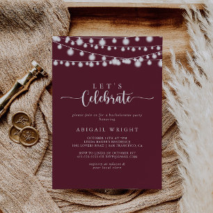 String Lights Burgundy Feiern wir Party Einladung