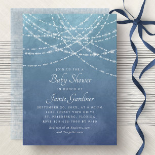 String Lights Dusty Blue Boy Baby Dusche Einladung