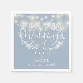 String Lights Floral Dusty Blue Wedding Serviette