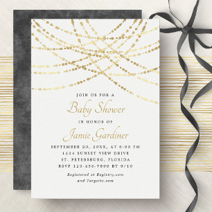 String Lights Gold Elegant Baby Shower Einladung