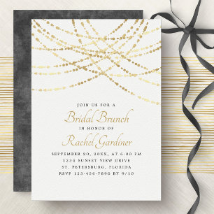 String Lights Gold Elegante Bridal Brunch Einladung