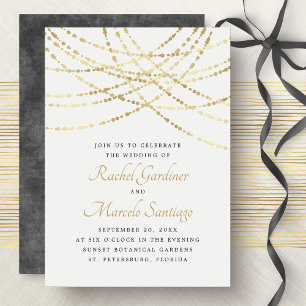 String Lights Gold Elegante Wedding Einladung