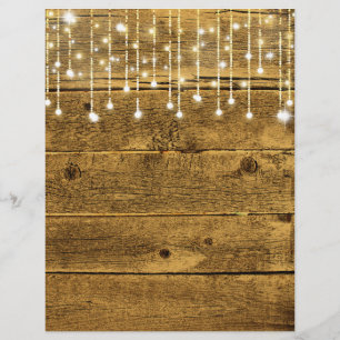 String Lights & Golden Wood Fall Scrapbook Paper
