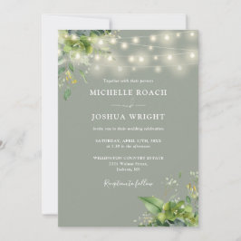 String Lights Greenerity QR Code Sage Green Weddin Einladung