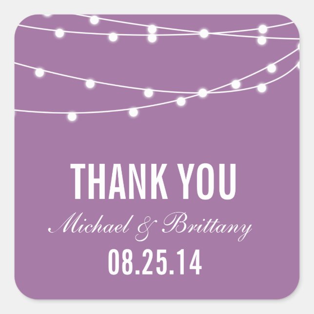 String Lights | Hochzeitskleber Quadratischer Aufkleber (Vorderseite)