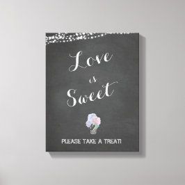 String Lights Mason Jar Chalkboard LIEBE ist SWEET Leinwanddruck