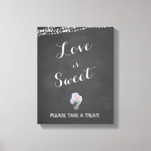 String Lights Mason Jar Chalkboard LIEBE ist SWEET Leinwanddruck