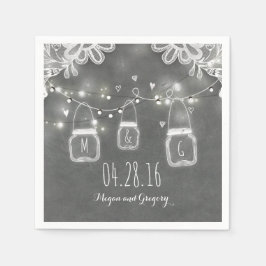 String Lights Mason Jar und Lace Rustikale Hochzei Serviette