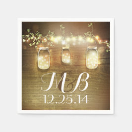 String Lights Mason Jars Rustic Barn Wedding Serviette
