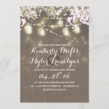 String Lights Mason Jars Rustic Burlap Wedding