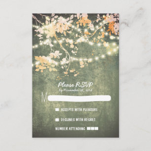 String lights Moderne rustikale Hochzeitskarten RS RSVP Karte