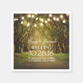 String Lights Moss Trees Paths Wedding Serviette