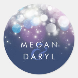 String Lights Navy Hochzeit Runder Aufkleber