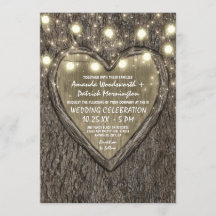 String Lights + Oak Tree Barke Hochzeitseinladunge