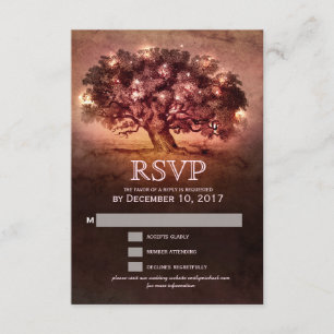 String Lights Oak Tree Country Wedding UAWG RSVP Karte