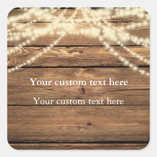 String Lights on Wood Rustic Elegant Sticker Gefal (Vorderseite)