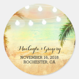 String Lights Palms Beach Sunset Wedger Stickers