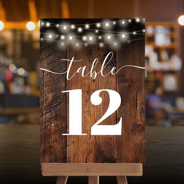 String Lights Rustic Bard Wood Boho Tischnummer (String Lights Rustic Barn Wood Boho Table Number)