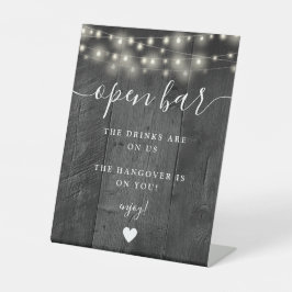 String Lights Rustic Black Barn Wood Open Bar Sockelschild