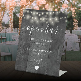 String Lights Rustic Black Barn Wood Open Bar Sockelschild