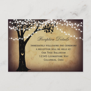String Lights Rustic Tree Wedding Reception Card Begleitkarte
