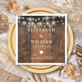 String Lights Rustic Wood Boho Barn Wedding Serviette