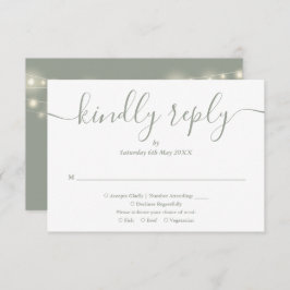 String Lights Sage Green Script Auswahl RSVP Karte