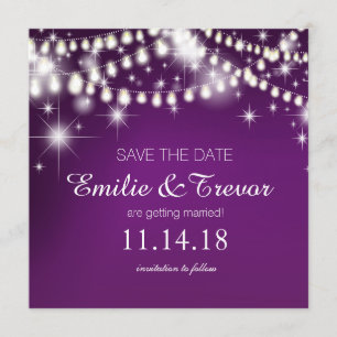 String Lights Save the Date LILA Einladung