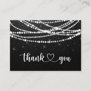String Lights Schwarz-weiß Danke Business Card Visitenkarte