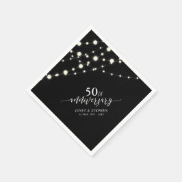 String Lights | Schwarzes 50. Hochzeitstag Serviette