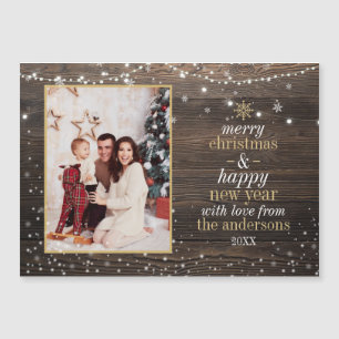 String Lights & Snowflakes   Foto aus Holz Magnetkarte