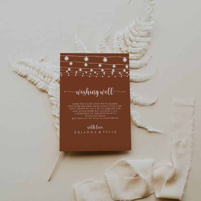 String Lights Terracotta Hochzeit wünschend gut Begleitkarte (Von Creator hochgeladen)