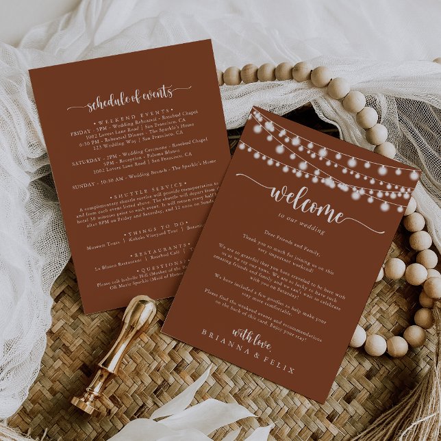 String Lights Terracotta Wedding Welcome Letter (Von Creator hochgeladen)