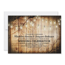 String Lights Tree Vintag Barn Wood Wedding