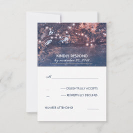 String Lights Tree Vintag Blue Rustic UAWG RSVP Karte