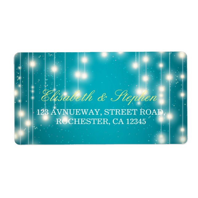 String Lights & Turquoise Glitzer Wedding Address (Vorne)