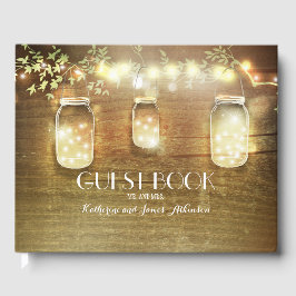 String Lights und Mason Jar Wedding Gästebuch