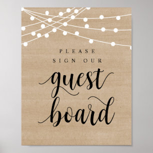 String Lights, Wedding Our Guest Board Poster