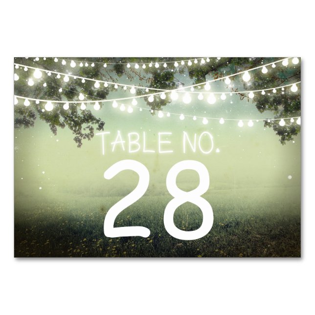 String lights Wedding Tischnummer Card Platzkarte (Vorderseite)